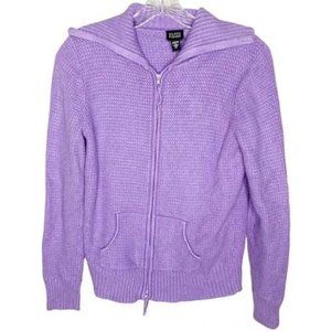 Eileen Fisher Sporty Amethyst Long Sleeve Zip Front Sweater Jacket, Size Medium